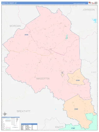Magoffin County, KY ColorCast style ZIP Code wall map