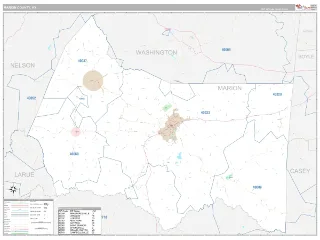 Marion County, KY Classic style ZIP Code wall map
