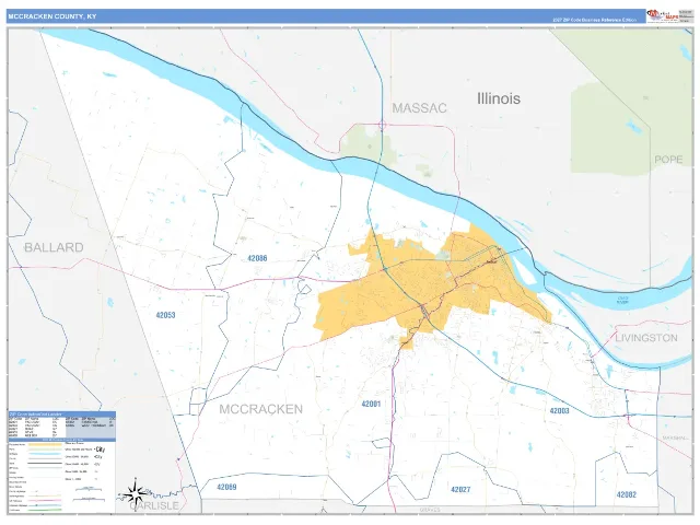McCracken County, KY ZIP Code Wall Map, Business Reference style