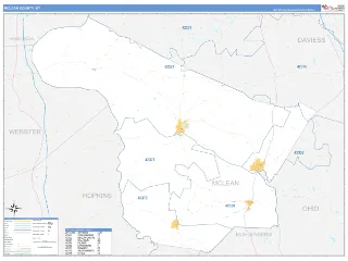 McLean County, KY Business Reference style ZIP Code wall map