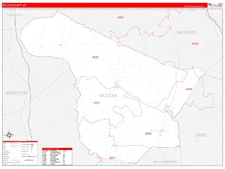 McLean County, KY RedLine style ZIP Code wall map