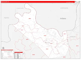 Meade County, KY RedLine style ZIP Code wall map