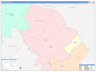 Nicholas County, KY ColorCast style ZIP Code wall map