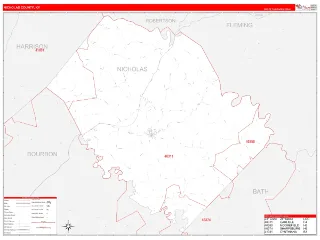 Nicholas County, KY RedLine style ZIP Code wall map