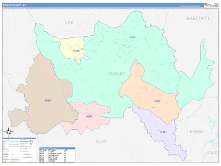 Owsley County, KY ColorCast style ZIP Code wall map