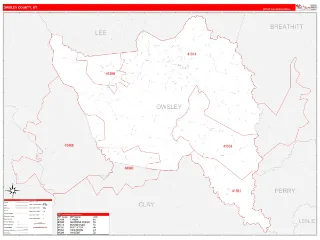 Owsley County, KY RedLine style ZIP Code wall map
