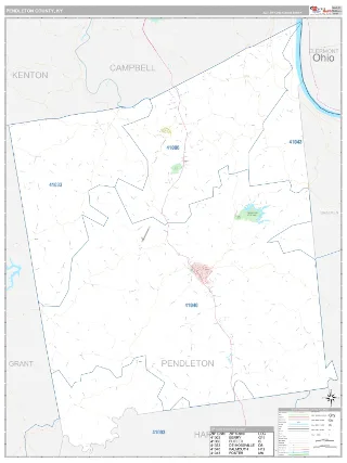 Pendleton County, KY Classic style ZIP Code wall map