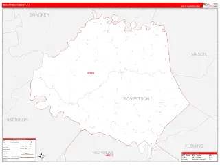 Robertson County, KY RedLine style ZIP Code wall map