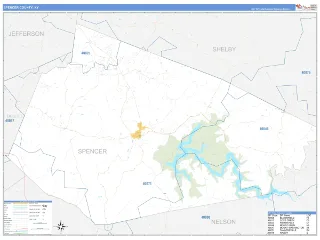 Spencer County, KY Business Reference style ZIP Code wall map