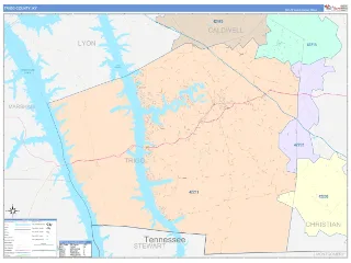 Trigg County, KY ColorCast style ZIP Code wall map