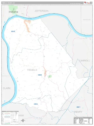 Trimble County, KY Classic style ZIP Code wall map