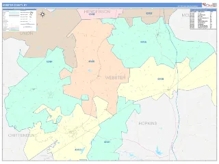 Webster County, KY ColorCast style ZIP Code wall map