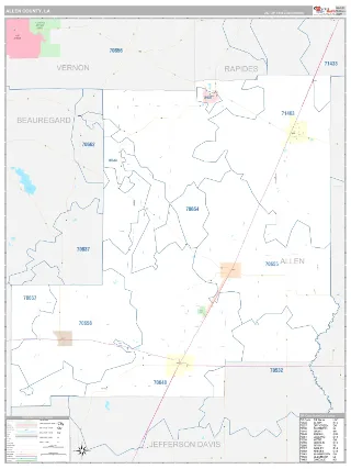 Allen County, LA Classic style ZIP Code wall map