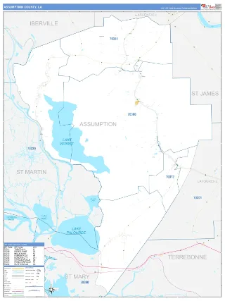 Assumption County, LA Business Reference style ZIP Code wall map