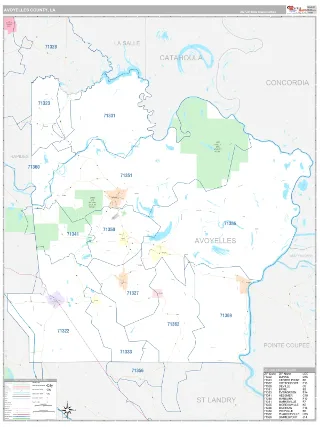 Avoyelles County, LA Classic style ZIP Code wall map