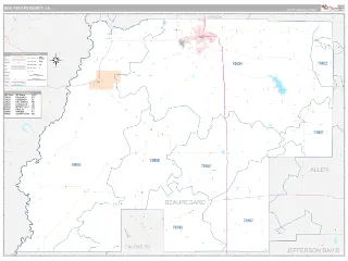 Beauregard County, LA Classic style ZIP Code wall map