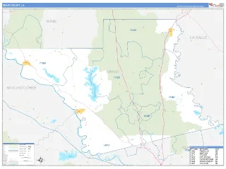 Grant County, LA Business Reference style ZIP Code wall map