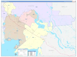 Iberia County, LA ColorCast style ZIP Code wall map