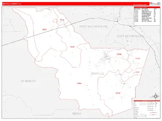 Iberville County, LA RedLine style ZIP Code wall map