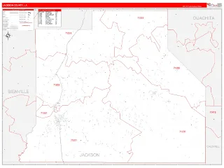 Jackson County, LA RedLine style ZIP Code wall map