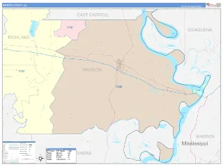 Madison County, LA ColorCast style ZIP Code wall map