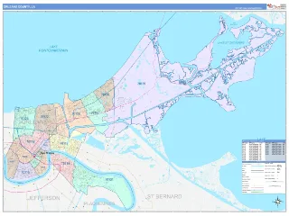 Orleans County, LA ColorCast style ZIP Code wall map