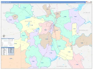 Rapides County, LA ColorCast style ZIP Code wall map