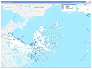 St. Bernard County, LA Business Reference style ZIP Code wall map