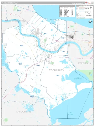 St. Charles County, LA Classic style ZIP Code wall map
