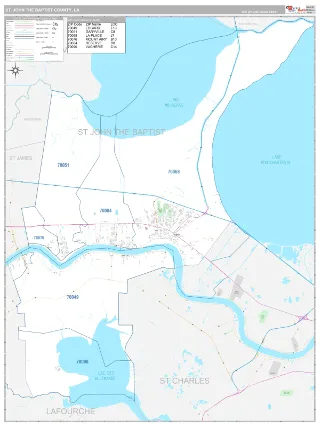 St. John the Baptist County, LA Classic style ZIP Code wall map