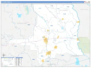 St. Landry County, LA Business Reference style ZIP Code wall map