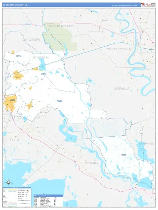 St. Martin County, LA Business Reference style ZIP Code wall map