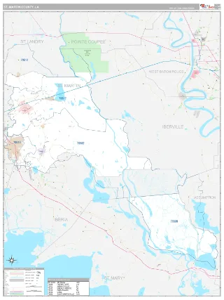 St. Martin County, LA Classic style ZIP Code wall map