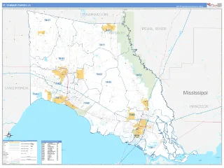 St. Tammany County, LA Business Reference style ZIP Code wall map