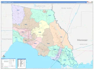 St. Tammany County, LA ColorCast style ZIP Code wall map