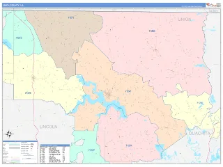 Union County, LA ColorCast style ZIP Code wall map