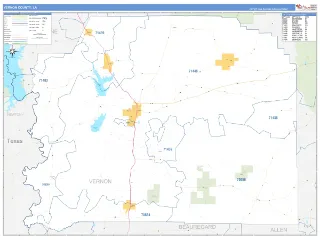 Vernon County, LA Business Reference style ZIP Code wall map