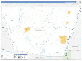 Washington County, LA Business Reference style ZIP Code wall map