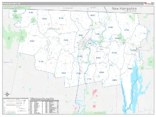 Franklin County, MA Classic style ZIP Code wall map