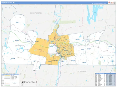 Hampden County, MA map