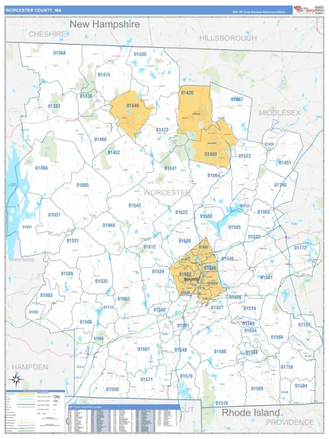 Worcester County, MA map