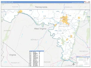 Washington County, MD Business Reference style ZIP Code wall map