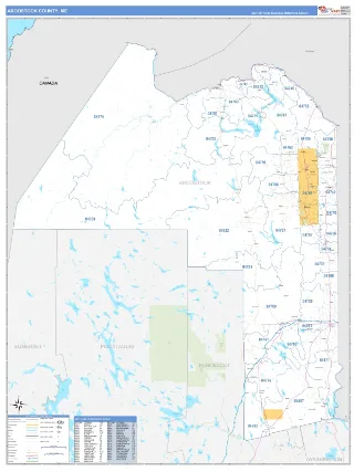 Aroostook County, ME Business Reference style ZIP Code wall map
