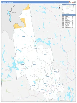 Franklin County, ME Business Reference style ZIP Code wall map