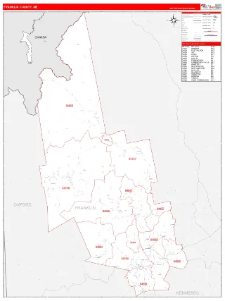 Franklin County, ME RedLine style ZIP Code wall map