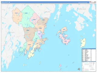 Knox County, ME ColorCast style ZIP Code wall map