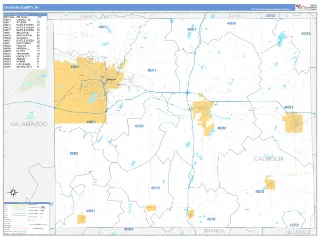 Calhoun County, MI Business Reference style ZIP Code wall map