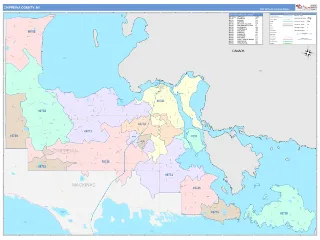 Chippewa County, MI ColorCast style ZIP Code wall map