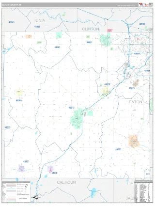 Eaton County, MI Classic style ZIP Code wall map