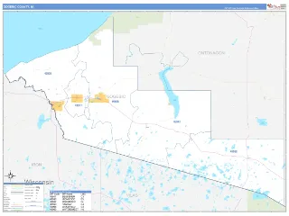 Gogebic County, MI Business Reference style ZIP Code wall map